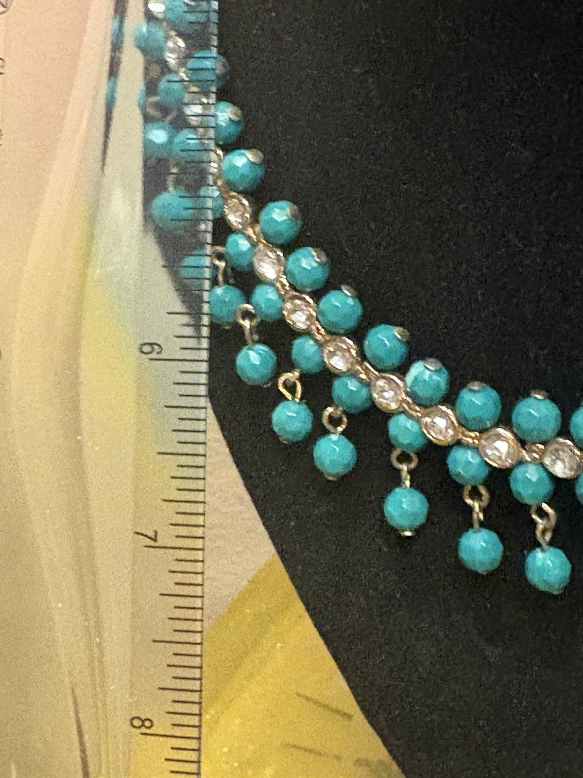 Avon Green Beaded Crystal Collar Necklace Gold Tone 20 in #43