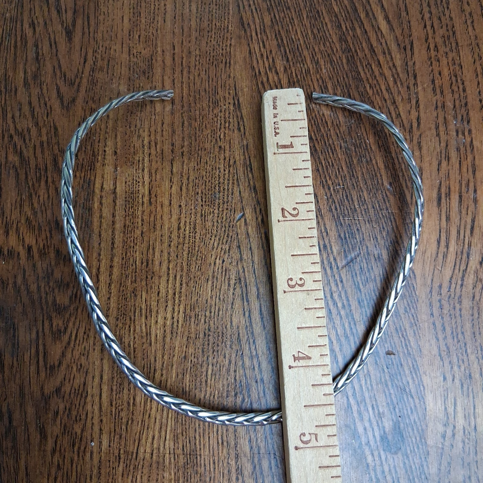Sterling Silver925 Omega Collar Necklace Braided Open Neck Wire 30g Quiet Luxury