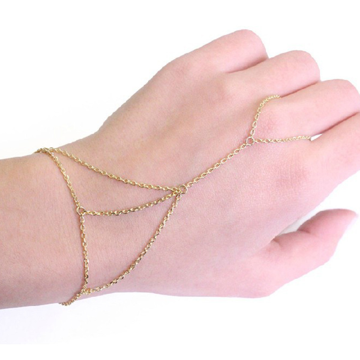 Sexy Sparkles Retro Bracelet Finger Ring Bangle Slave Chain