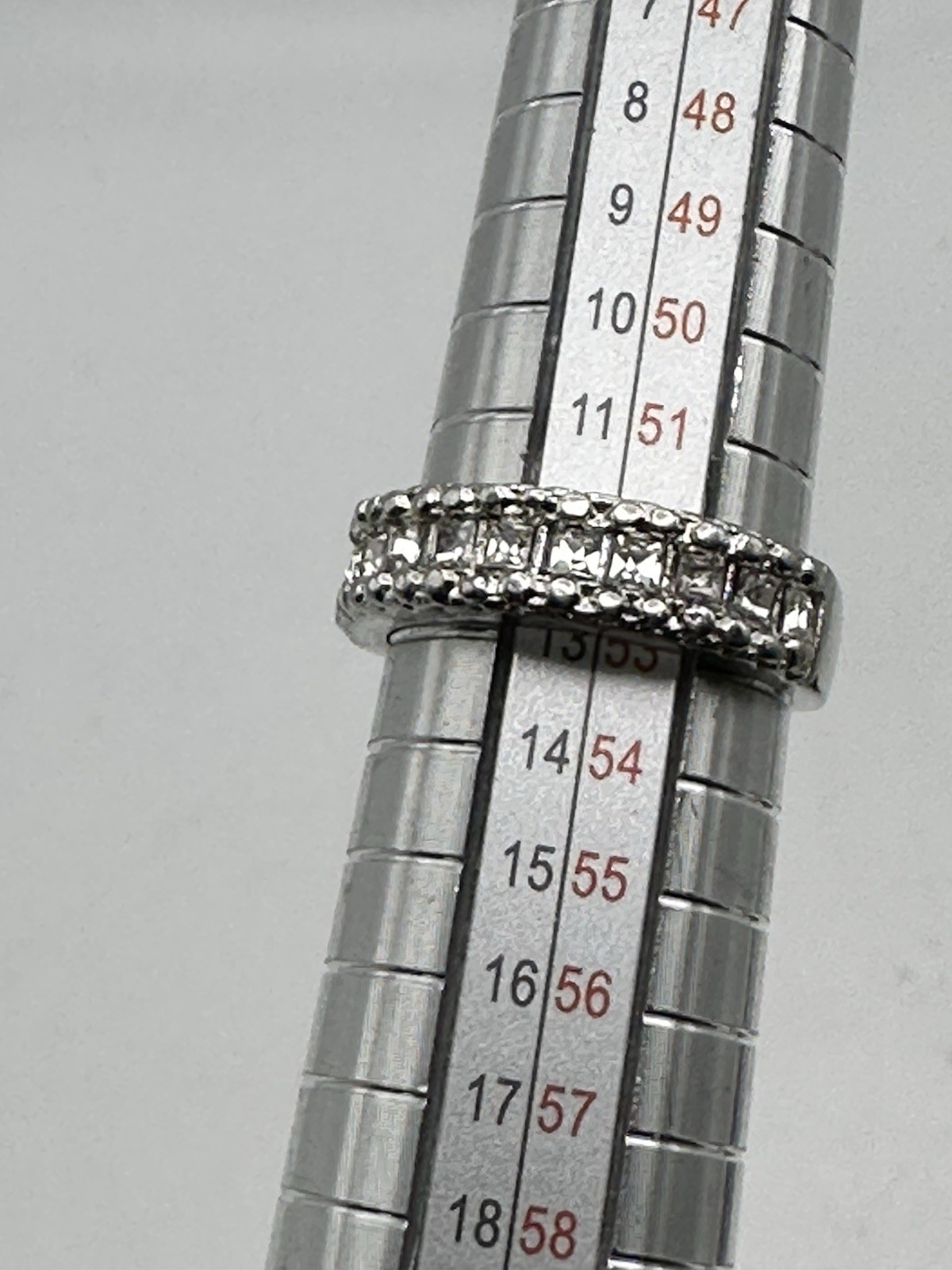 Fashion Band Ring Silver Tone With Rhinestone Channel Set Clear Stones