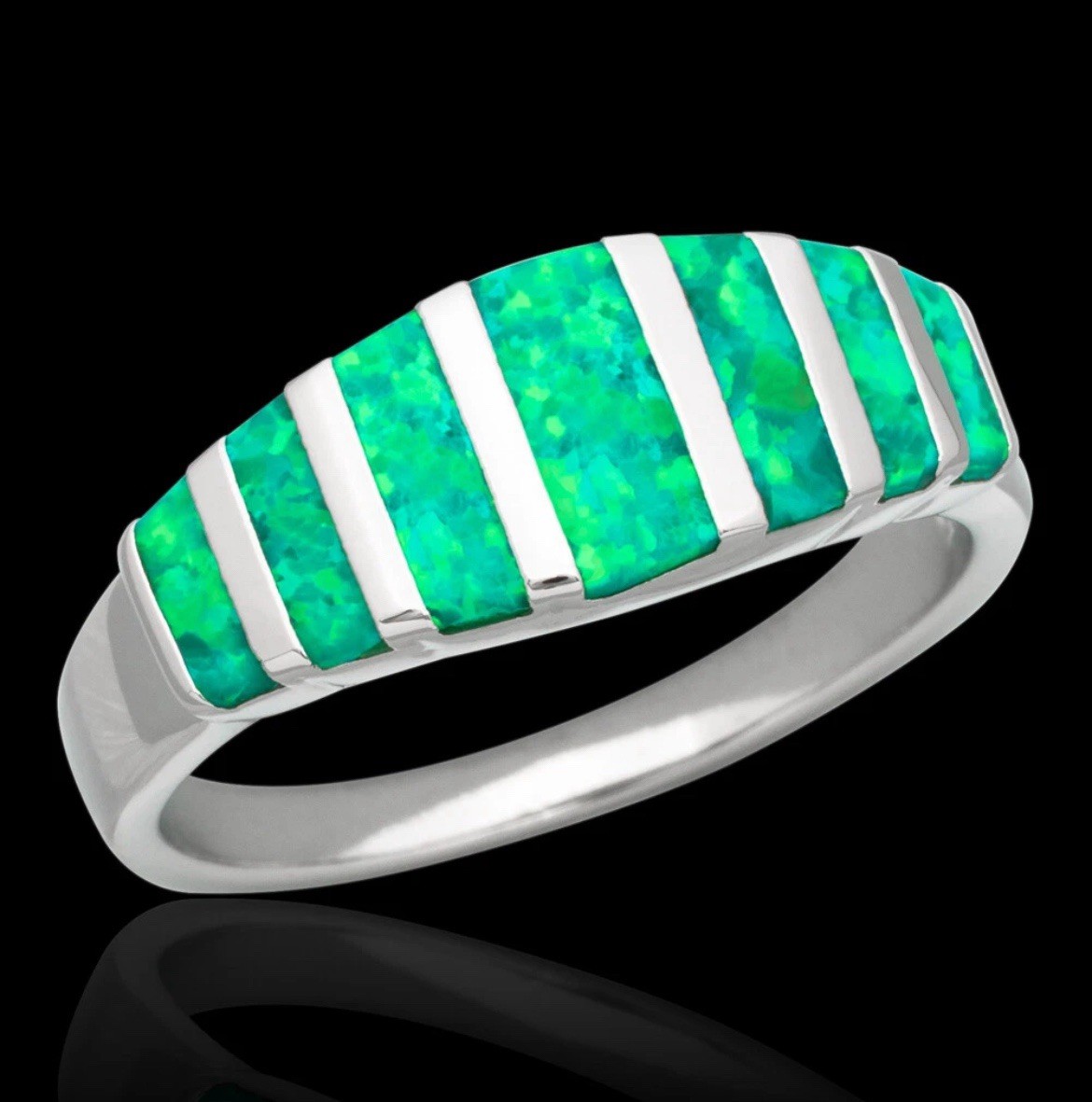 Gorgeous Kiwi Green Fire Opal 10mm Earrings & Ring Size 9.5 Set
