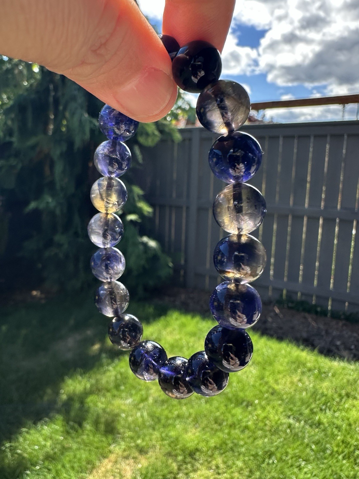 10.5mm+ High Quality Iolite Crystal Bracelet
