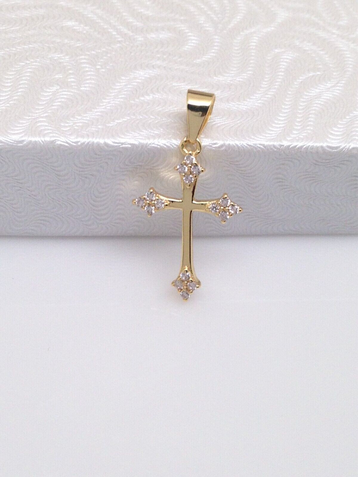 925 Sterling Silver CZ Orthodox Cross Pendant Tiny 17mm(0.67″)/25mm(0.98″)
