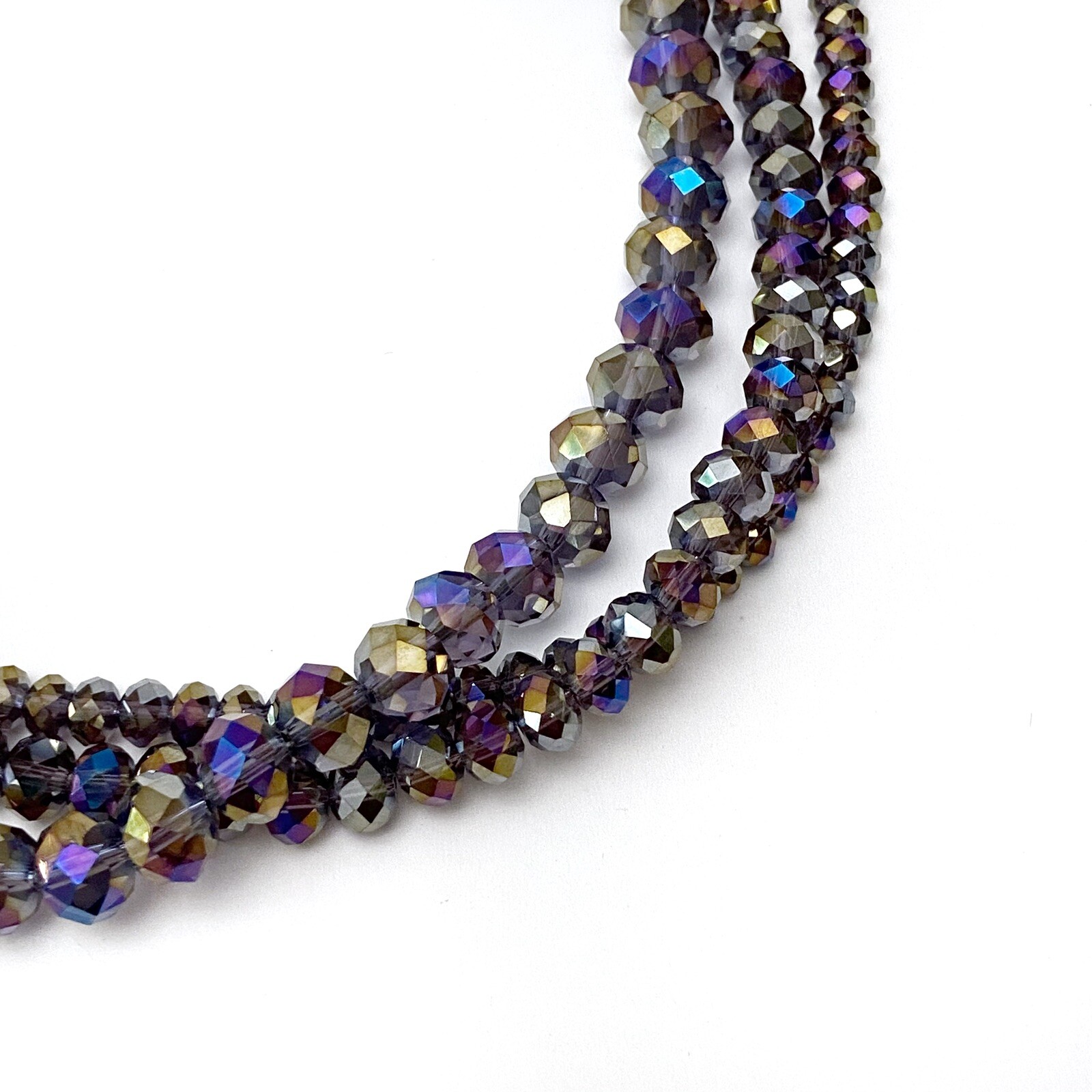 Donna Dressler Purple AB Swarovski Crystal Beaded 3 Strand 925 Clasp Necklace