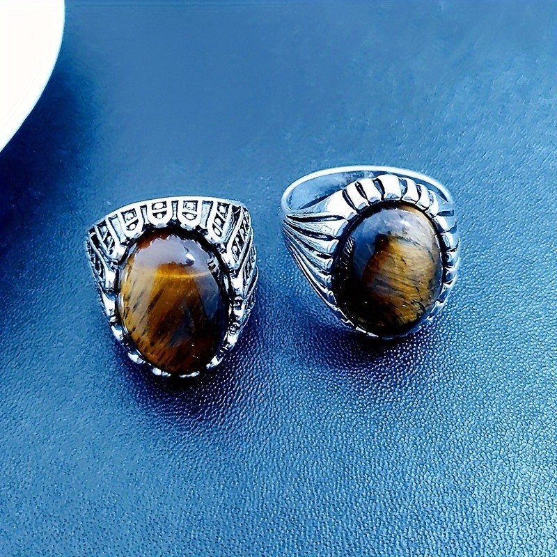 Tiger Eye Gemstone 20pcs Wholesale Lot Mixed Rings Jewelry Natural Stone US 7-11