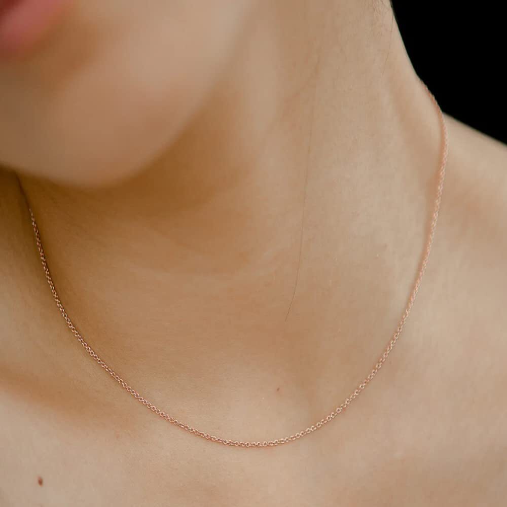 10k Rose Gold Rope Chain Necklace, 0.5mm, 16″