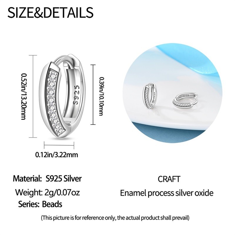 PANDACH 925 Sterling Silver Cubic Zirconia Tiny Hoop Earrings For Women Jewelry