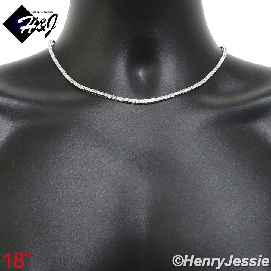 16″-24″MEN 925 STERLING SILVER 3MM MOISSANITE 1 ROW TENNIS CHAIN NECKLACE*MN24