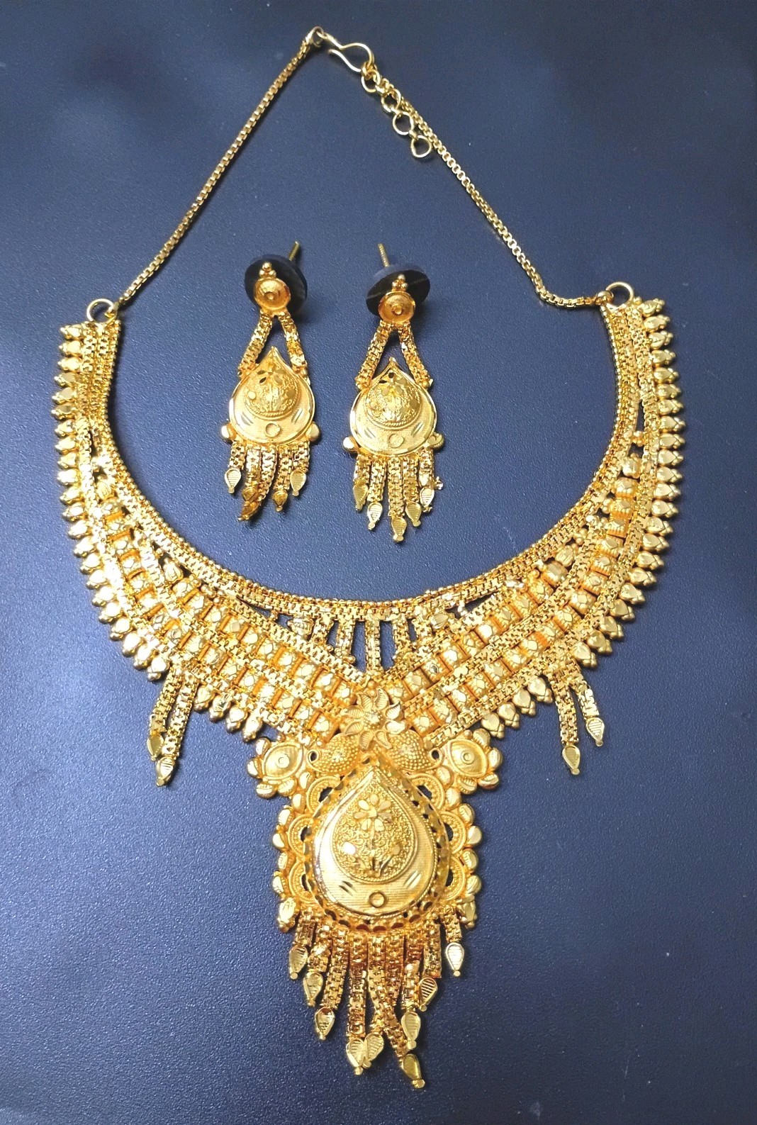 (2 Set) 22K Yellow Gold Plated Bollywood India Necklace & Earring Bells Jewelry