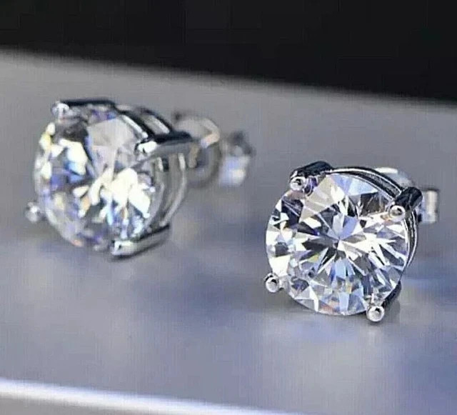 0.75CT Lab Grown Diamond stud Earing for women 925 Silver 14k White Gold Plated