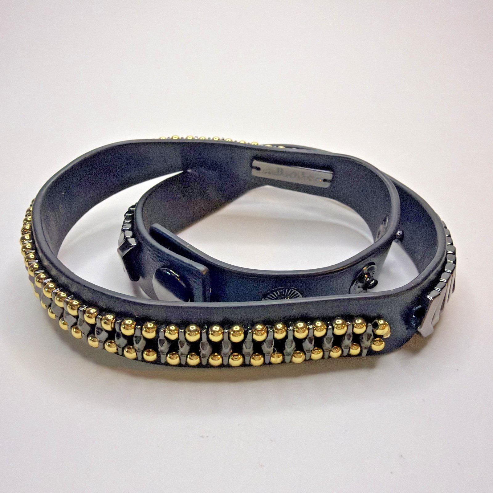 Stella & Dot Gilded Path Double Wrap Bracelet Hematite B352H With Box Black Gold