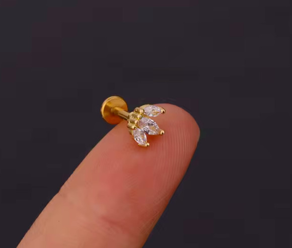 Stars Internal Threaded Flat Back Cartilage Helix Lobe Tragus Conch Earring UK