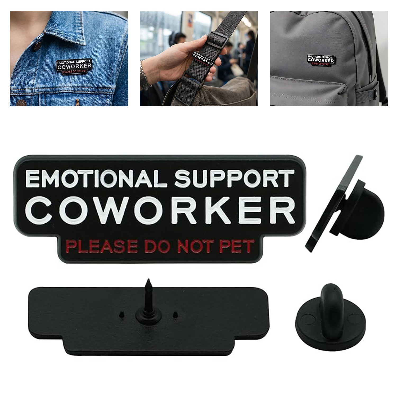 2PCS Emotional Support Coworker Pin, Please Do Not Pet Office Humorous Red White
