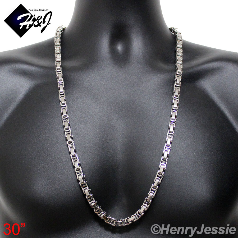 18″-40″MEN Stainless Steel HEAVY WIDE 8mm Silver Byzantine Box Chain Necklace*T