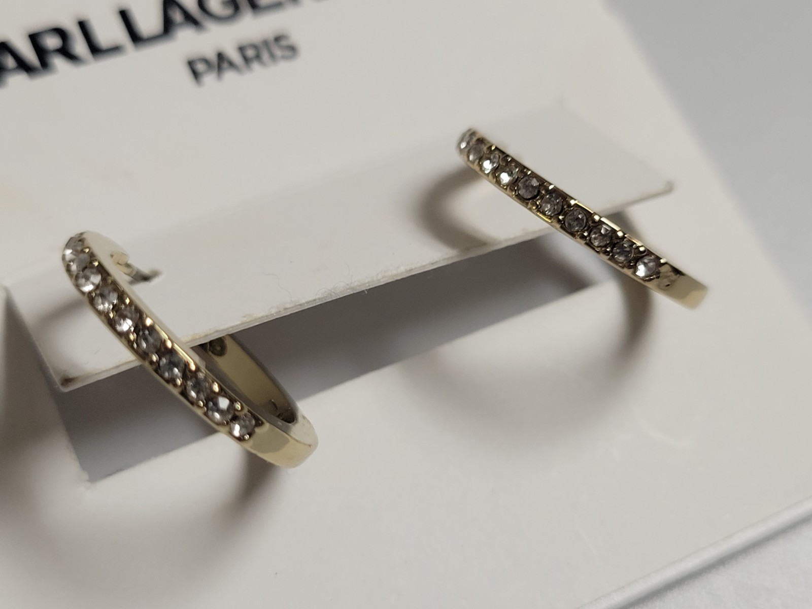 Karl Lagerfeld Paris Extra-Small Pavé Hoop Earrings, 0.35″ (2022) Brand New USA