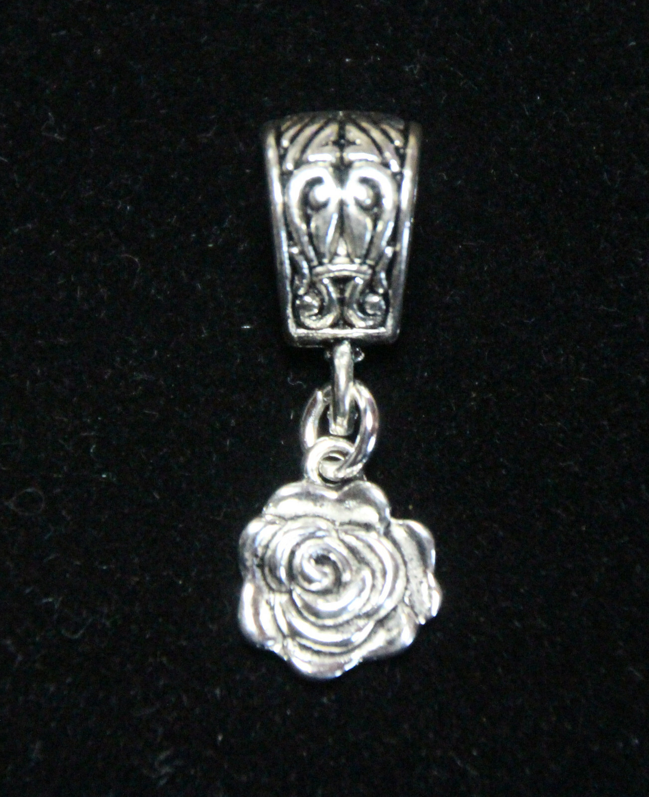 Rose Charms Clip On Lobster Claw Clasp, Side Slider Charms Flower