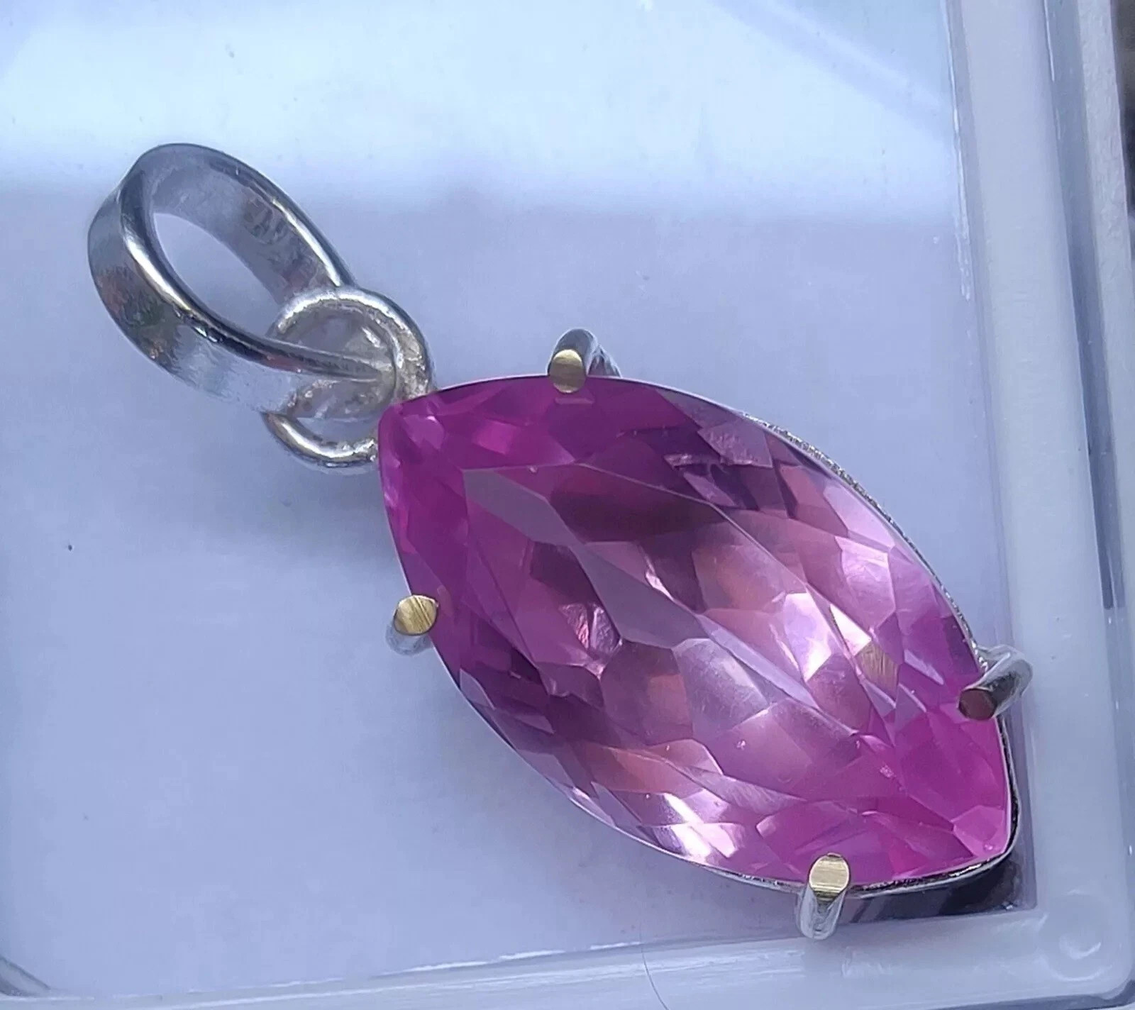 33.35 Ct Certified Natural Marquise Cut Pink Sapphire 925 Solid Silver Pendant