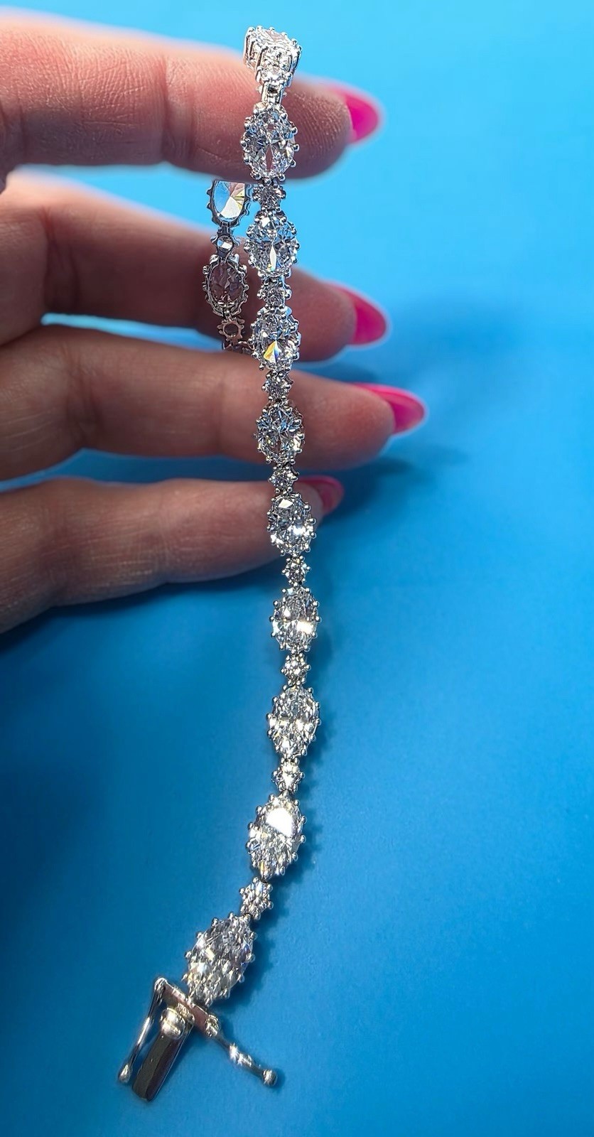 Stauer DiamondAura Riviere Bracelet Sterling Silver Marked 925 Length7.5