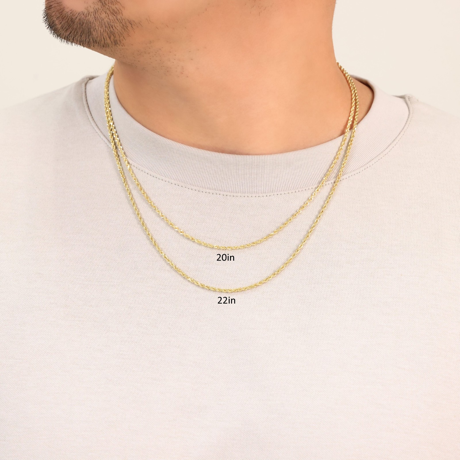 18k Yellow Gold 2mm Diamond Cut Rope Chain Italian Necklace Mens Womens 16″-26″