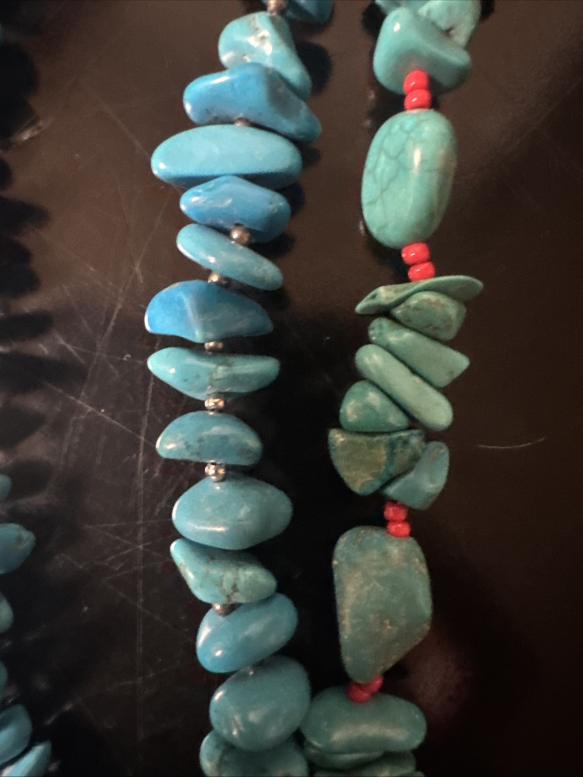 Block Turquoise Double Stained Necklace