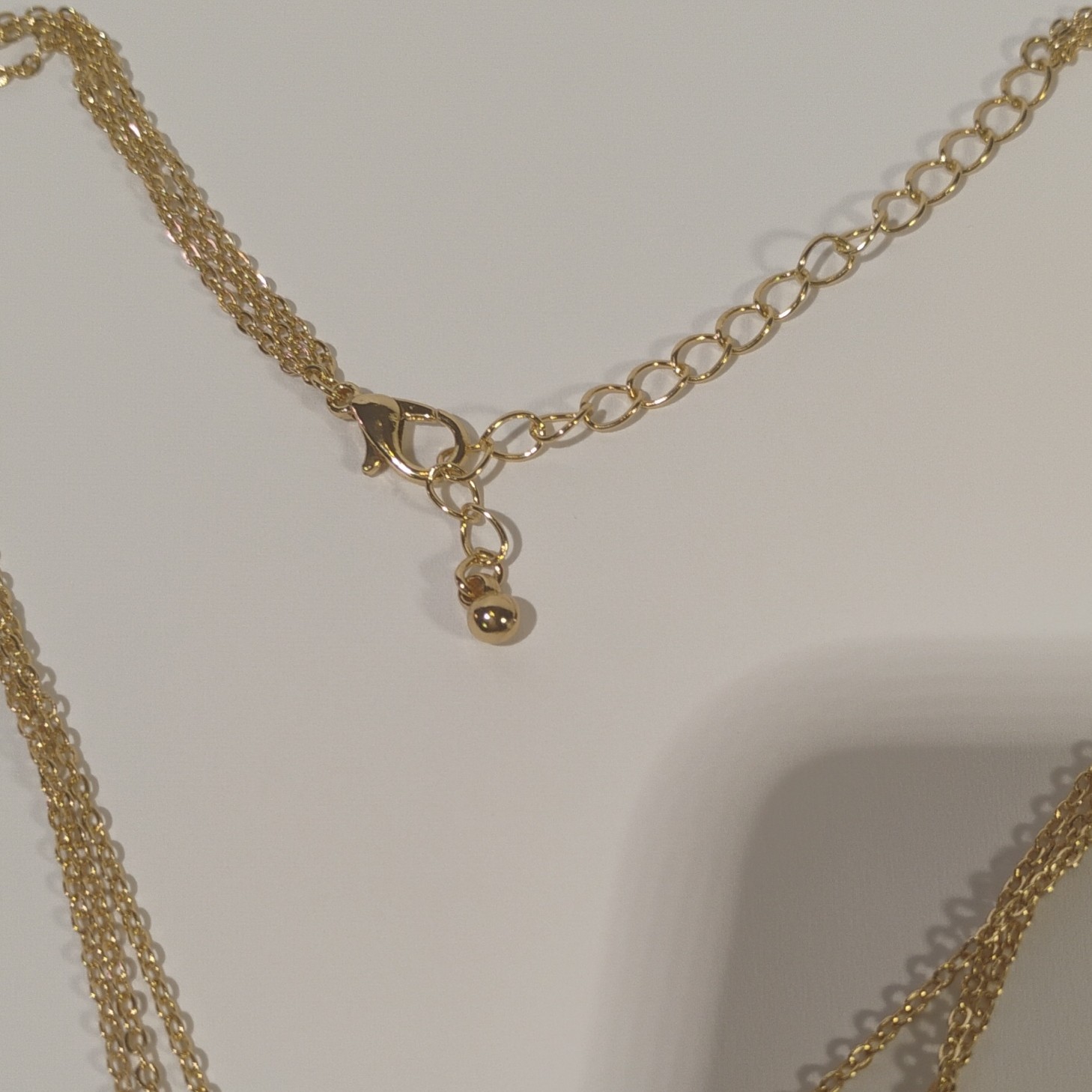 Gold-Tone Layered Cable Chain Necklace Pavé Rhinestone Charm Pendants Adjustable