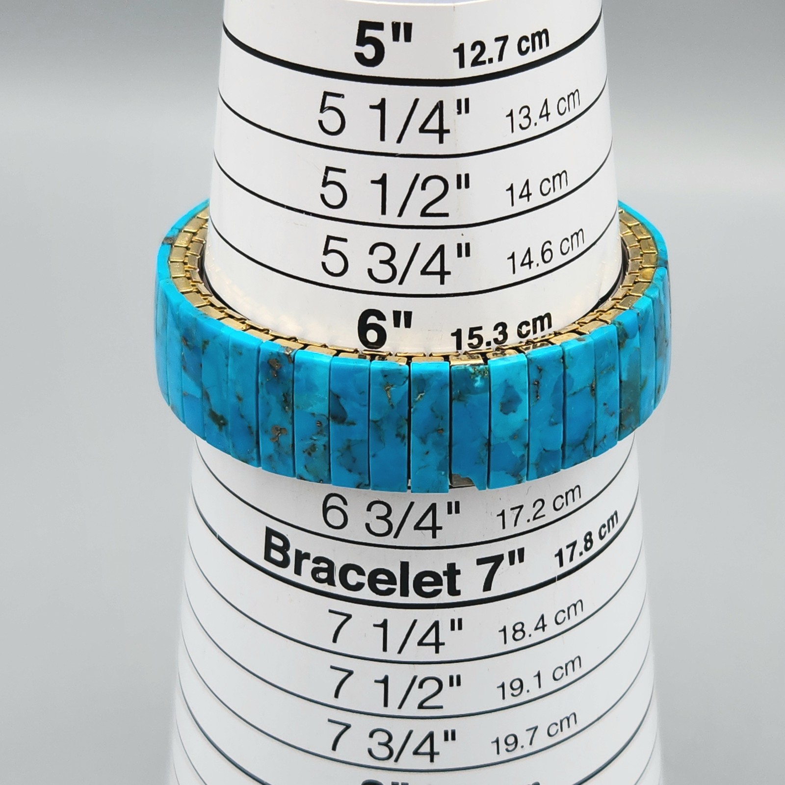 Vintage Turquoise Slab Expansion Stretch Bracelet 6.75″