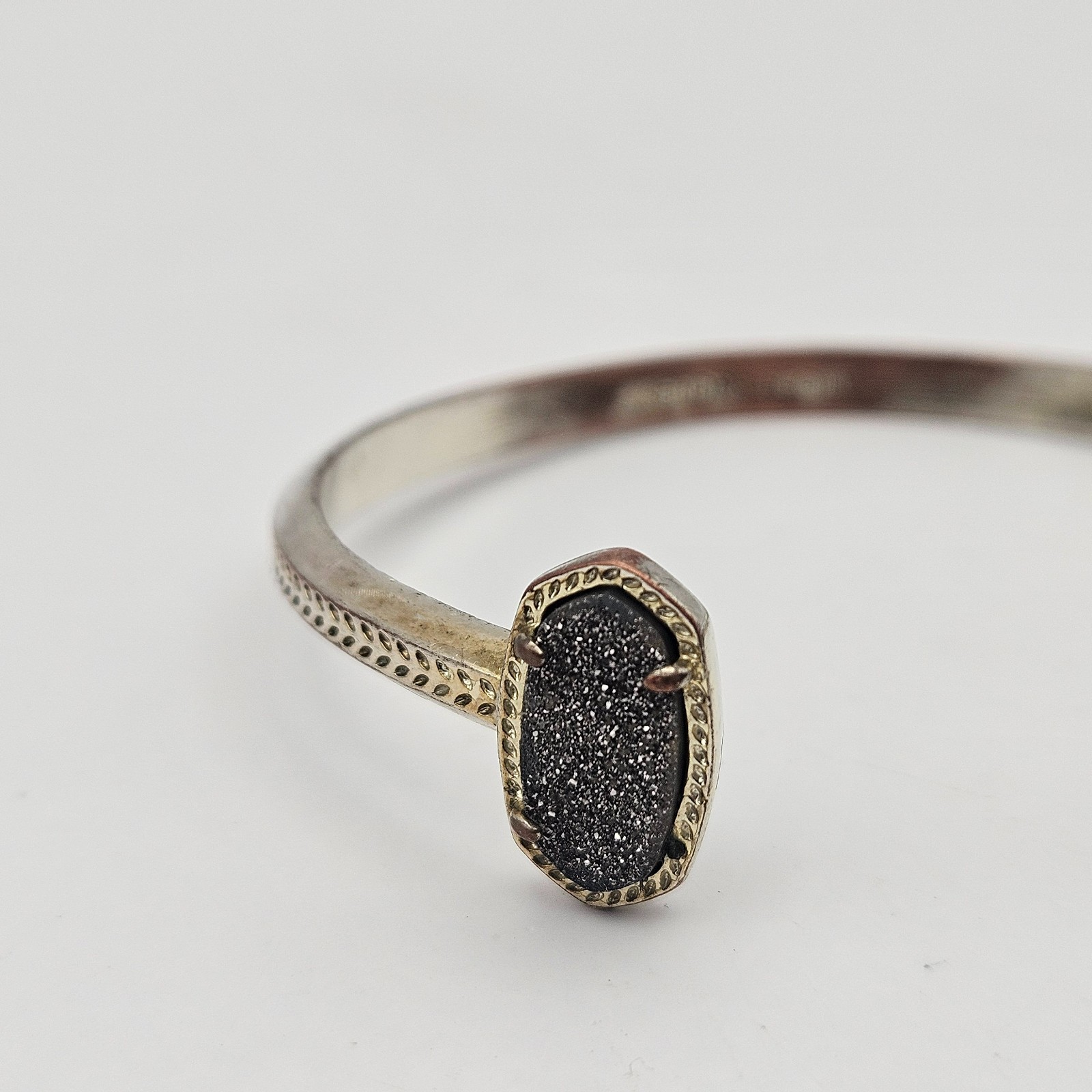 Kendra Scott Elton Open Cuff Bracelet – Black Drusy Stones
