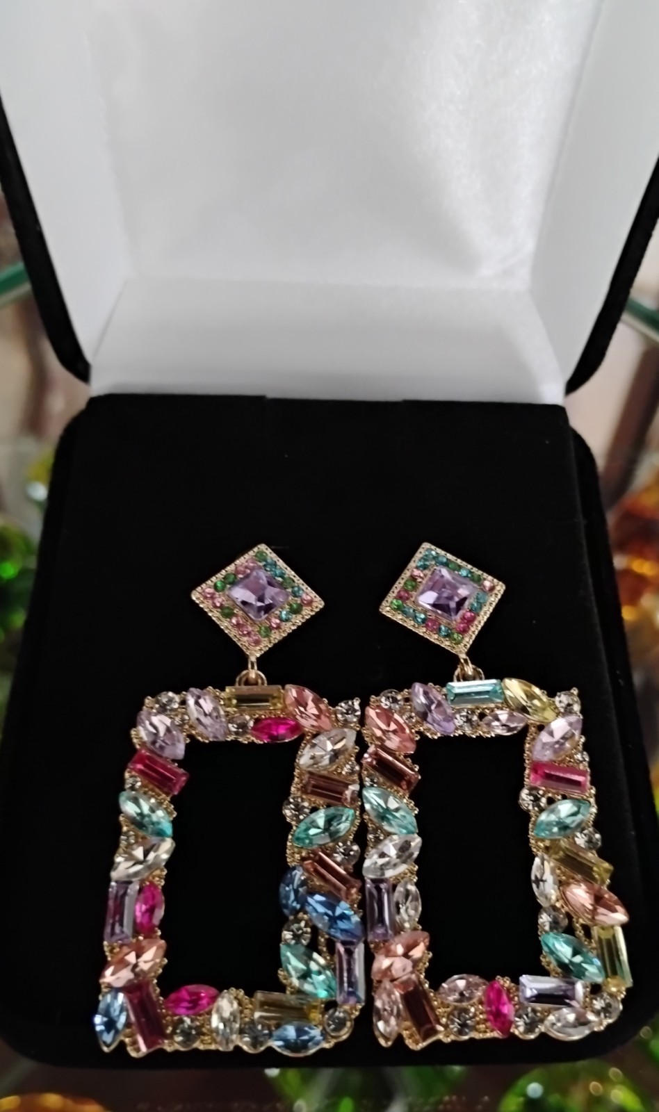 Colorful Glass Stones Drop Earrings