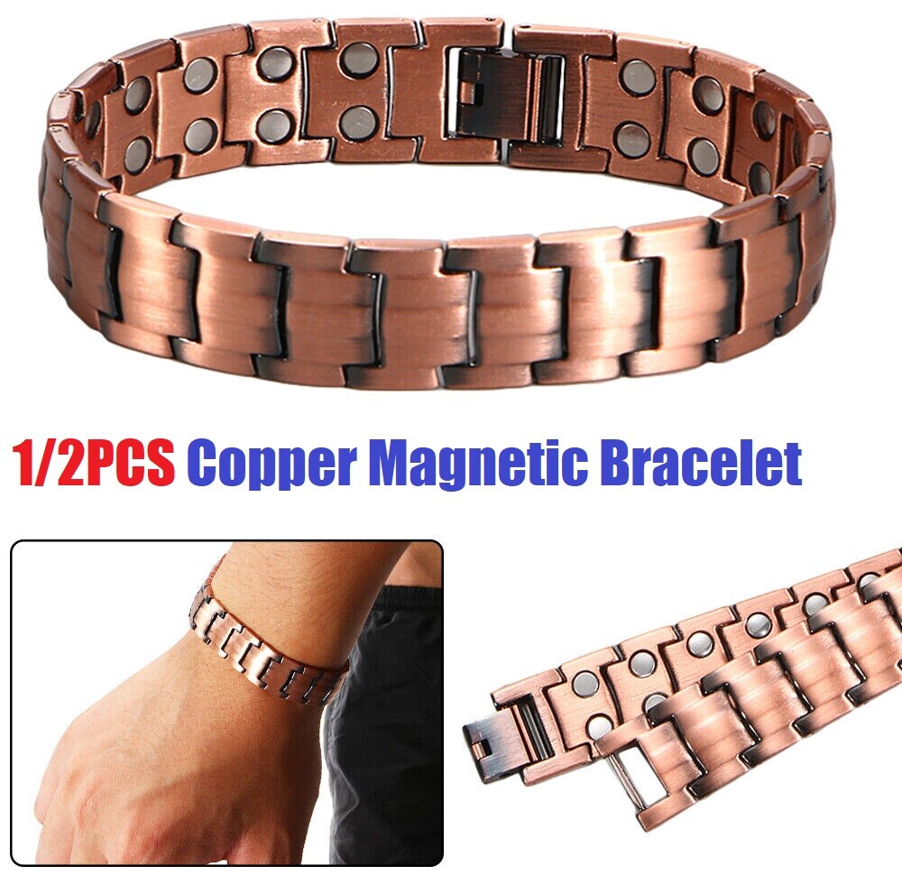 1/2x Men’s Bracelet Magnetic Therapy Arthritis Pain Relief Pure Copper Bangle US