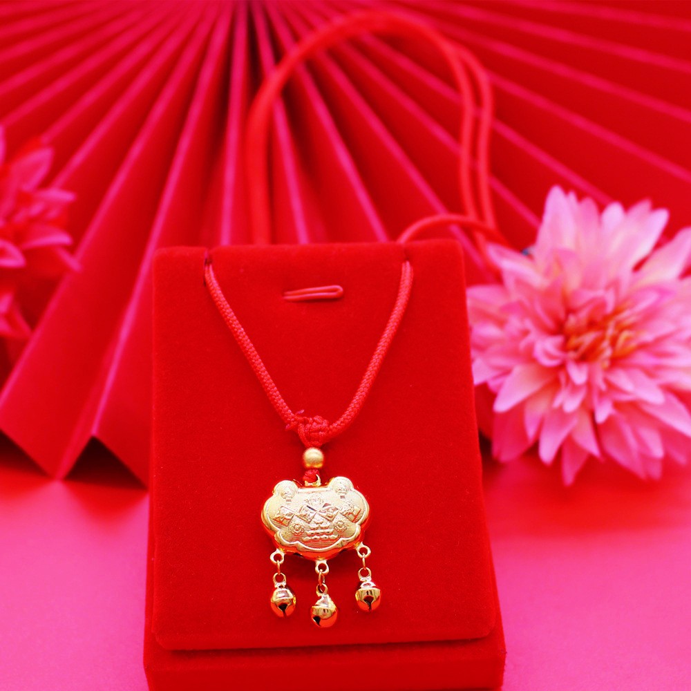 22K 23K 24K Thai Baht Yellow Gold Long Life Lock Pendant