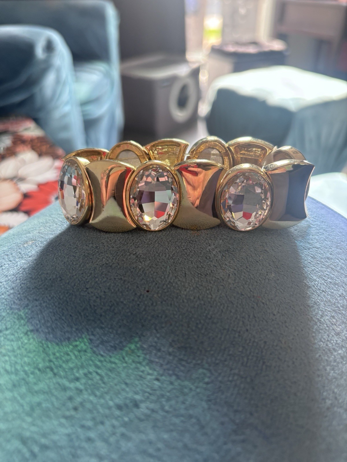 Gold Stretchy Bracelet W Gemstones