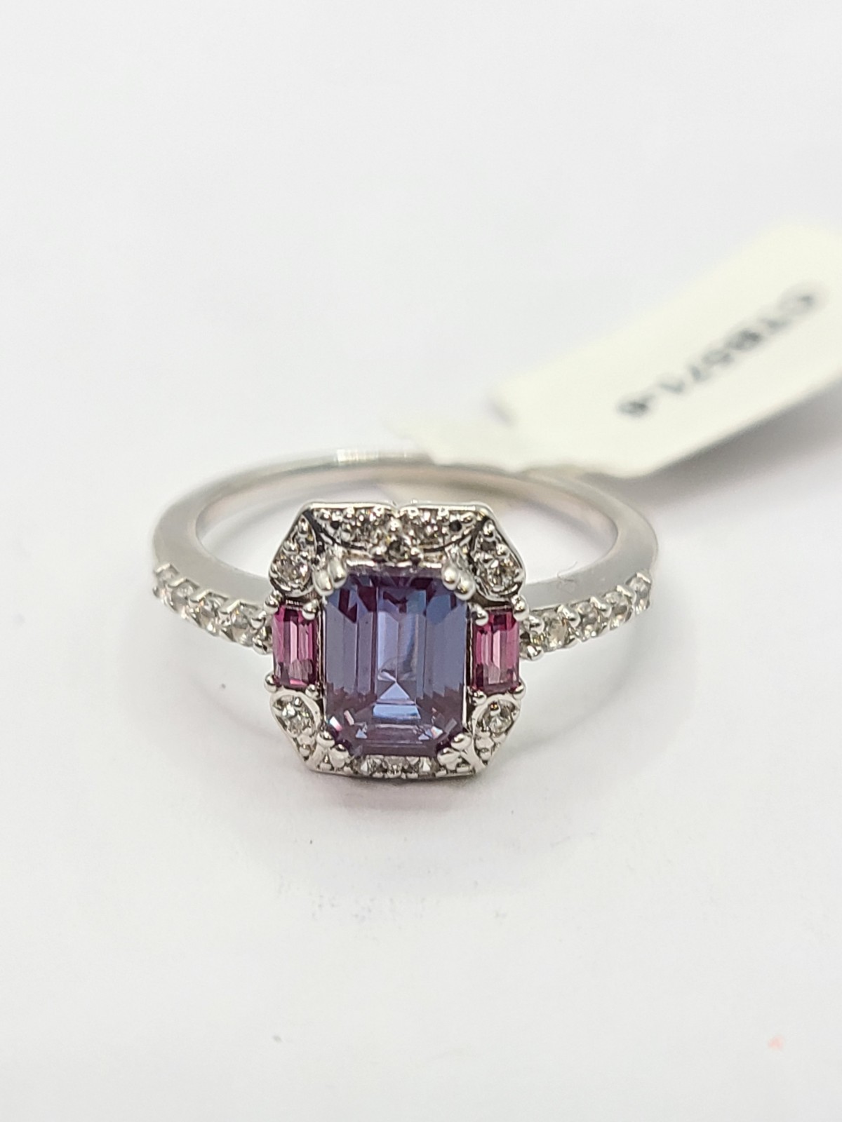 JTV Blue Lab Alexandrite Rhodium Over Silver Ring 1.34ctw Size 6