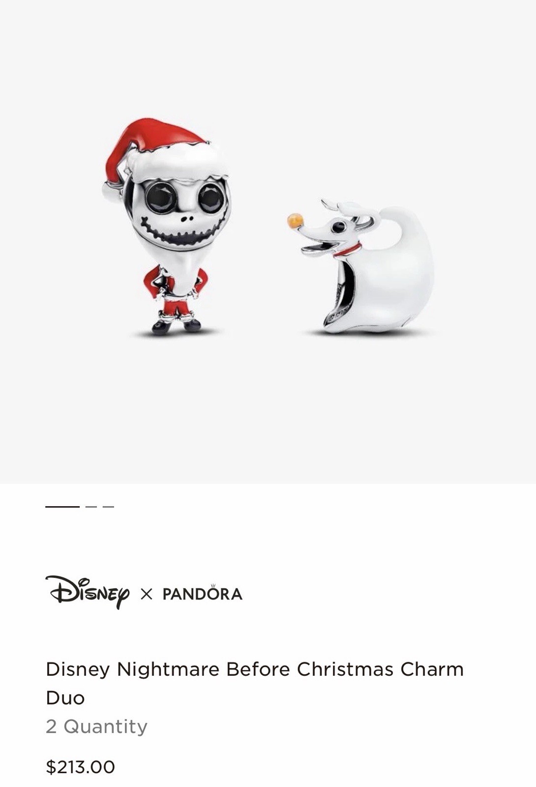 Pandora Disney Nightmare Before Christmas Charm Duo
