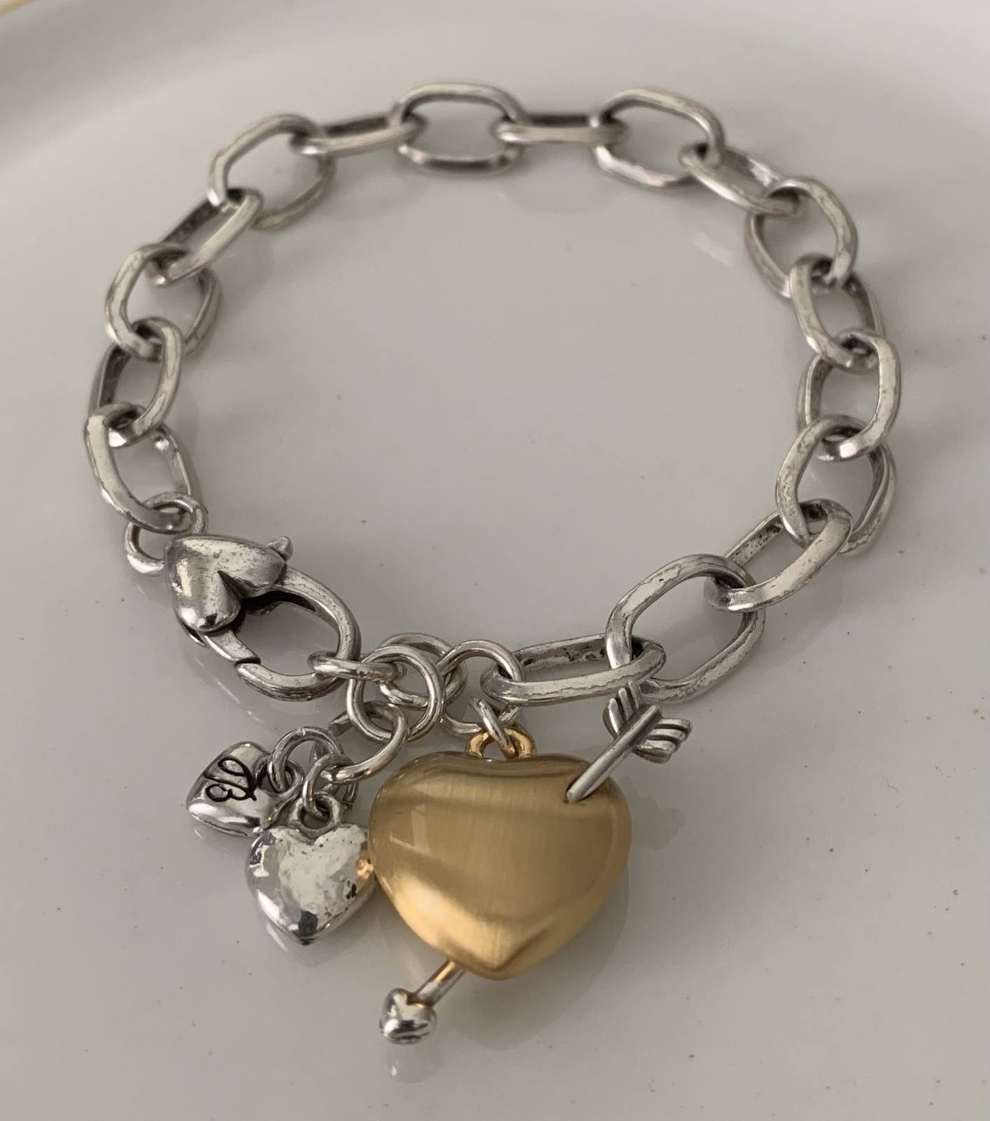Brighton CUPID’S HEART, Circa 2015, Size 8 Inch Bracelet Remix, Two Tone