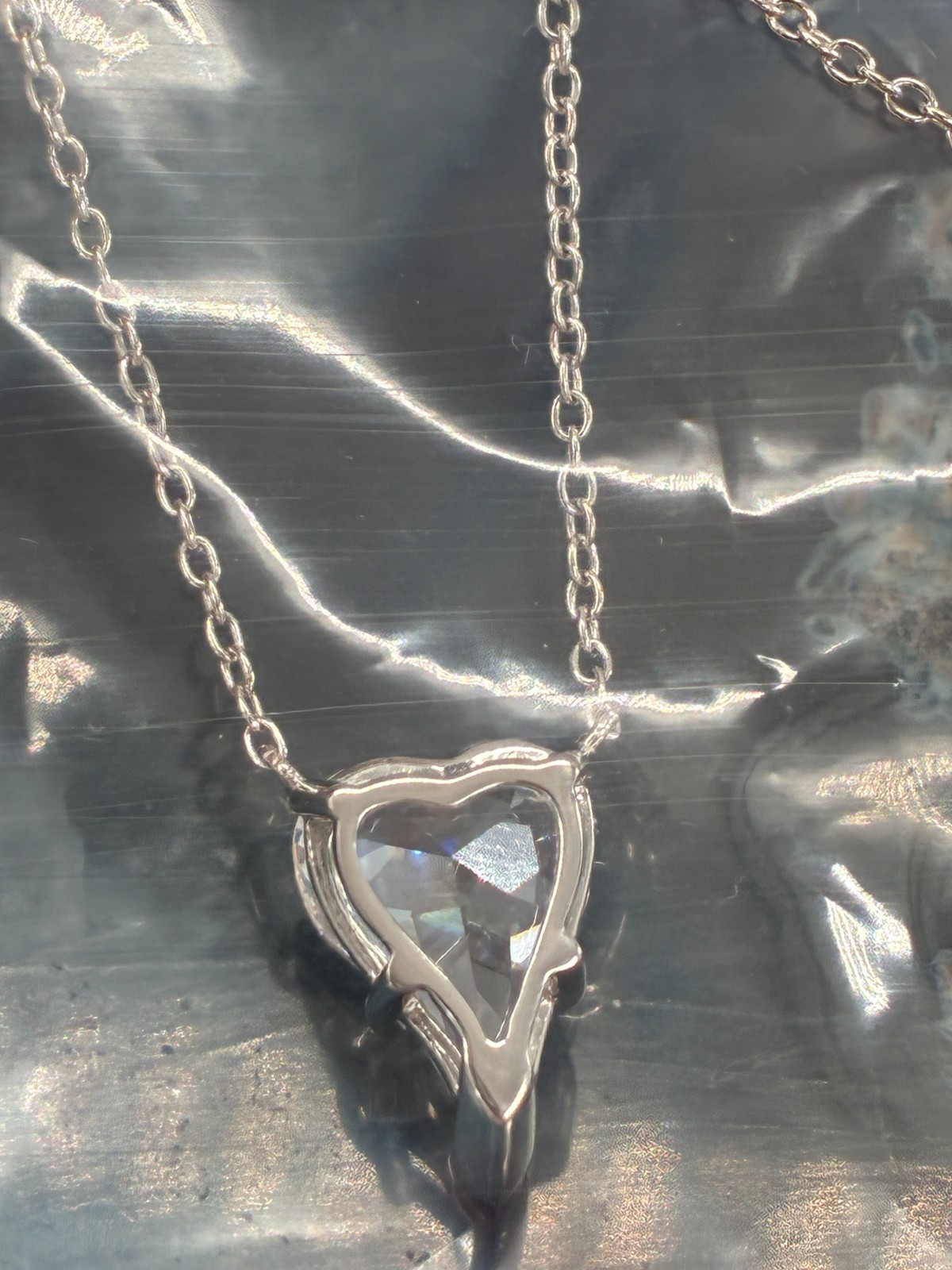 Diamonique Jennifer Miller Heart Charm Pendant Necklace Sterling 925 Rare Model
