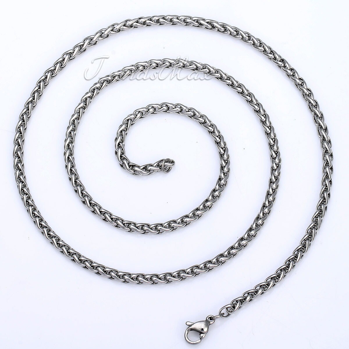 USA 3MM Wheat Link Chain Stainless Steel Necklace Men 18/20/22/24/26/28 inch