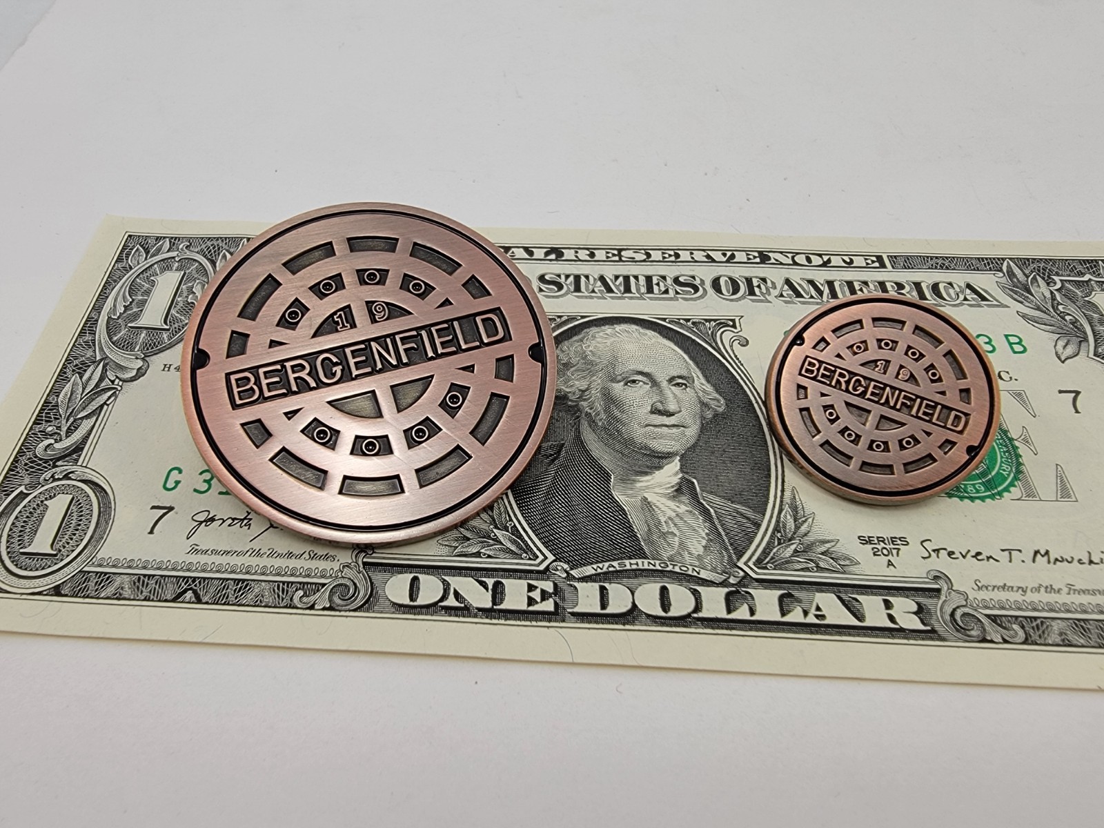 Bergenfield Miniature Manhole Cover Replica Brooch Pin Badge Keepsake Three Pack
