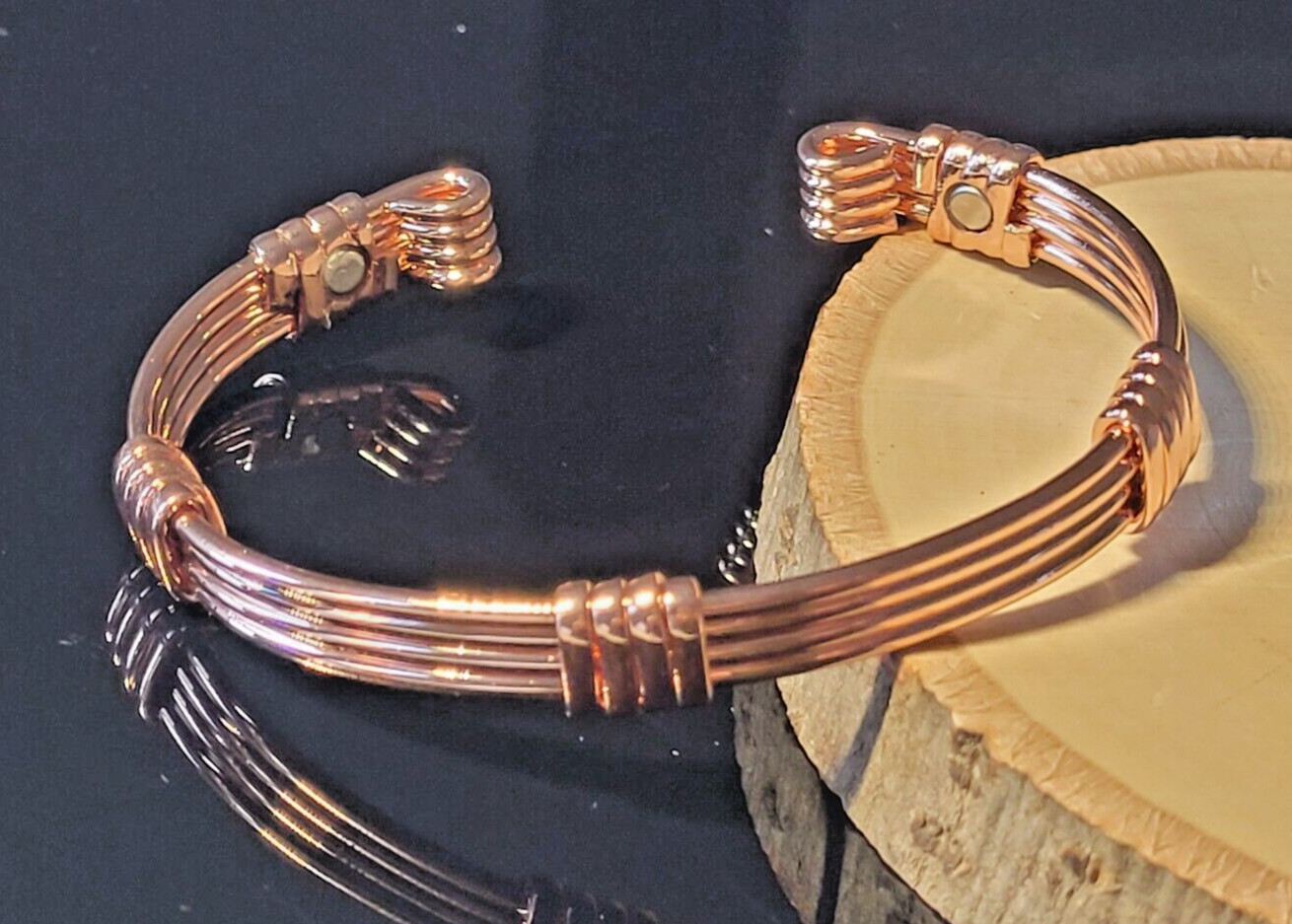 4 Line Pure Copper Magnetic Bracelet Arthritis Pain Therapy Energy Cuff