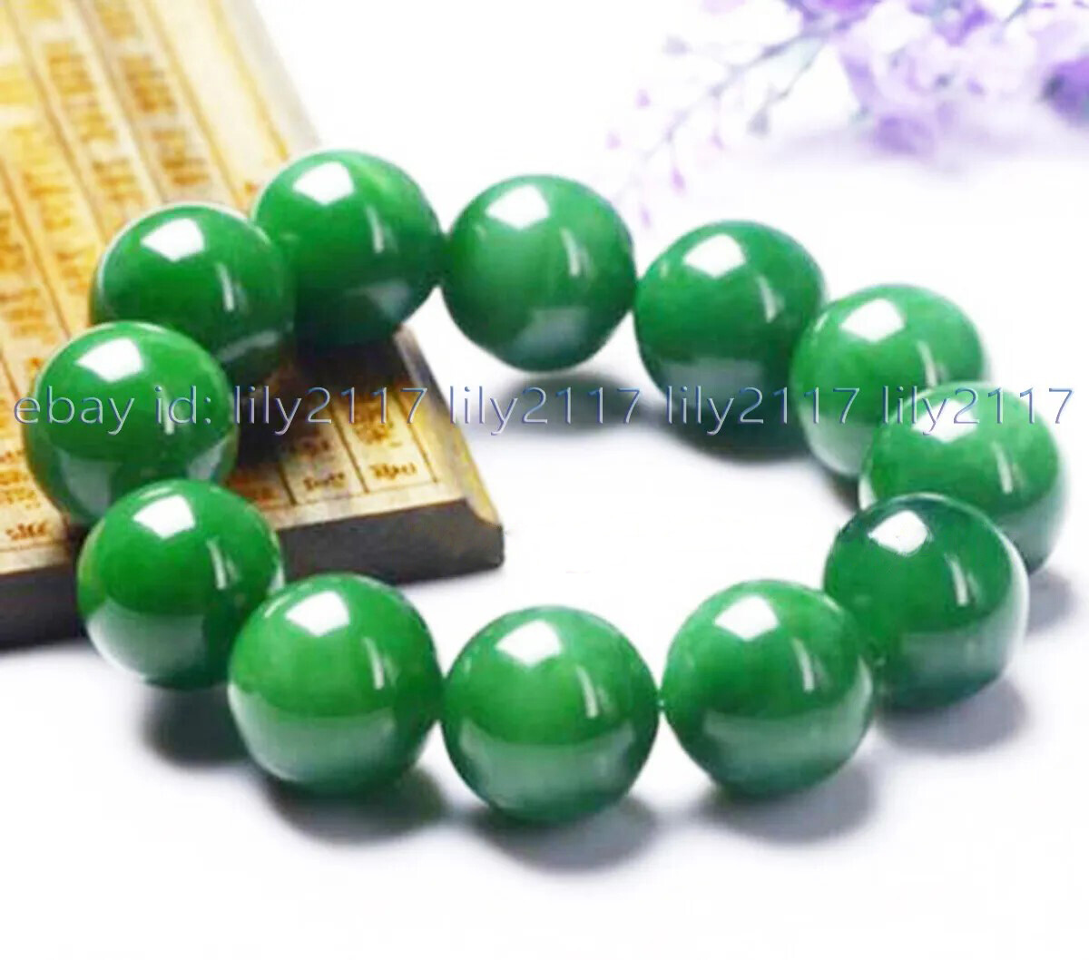 Huge 20mm Natural Green Jade Gemstone Round Beads Elastic Bracelets 7.5”