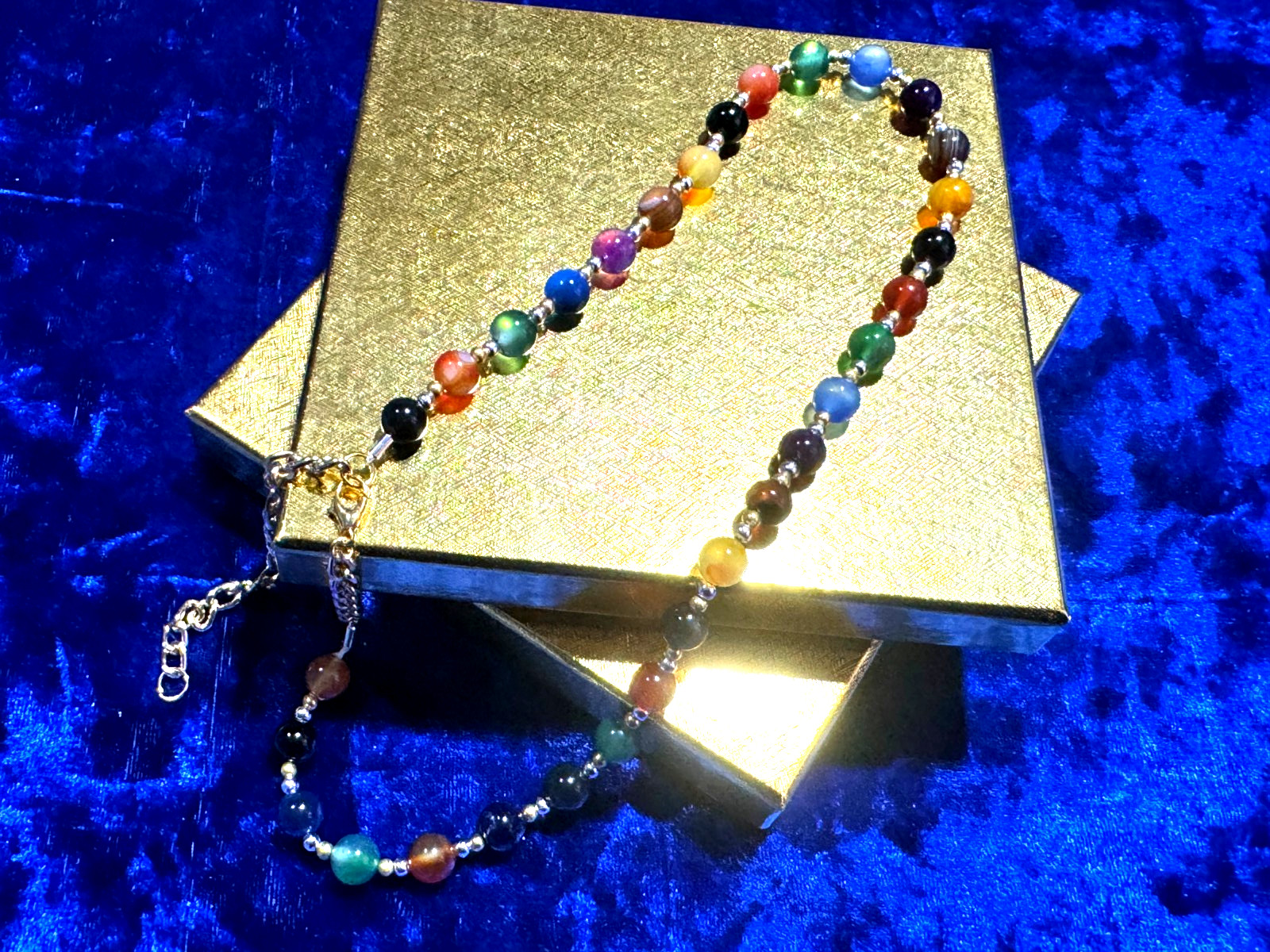 Multi-Colored Agate Natural Gemstone Beaded Necklaces & Bracelets 19.5″ 17.5″ +