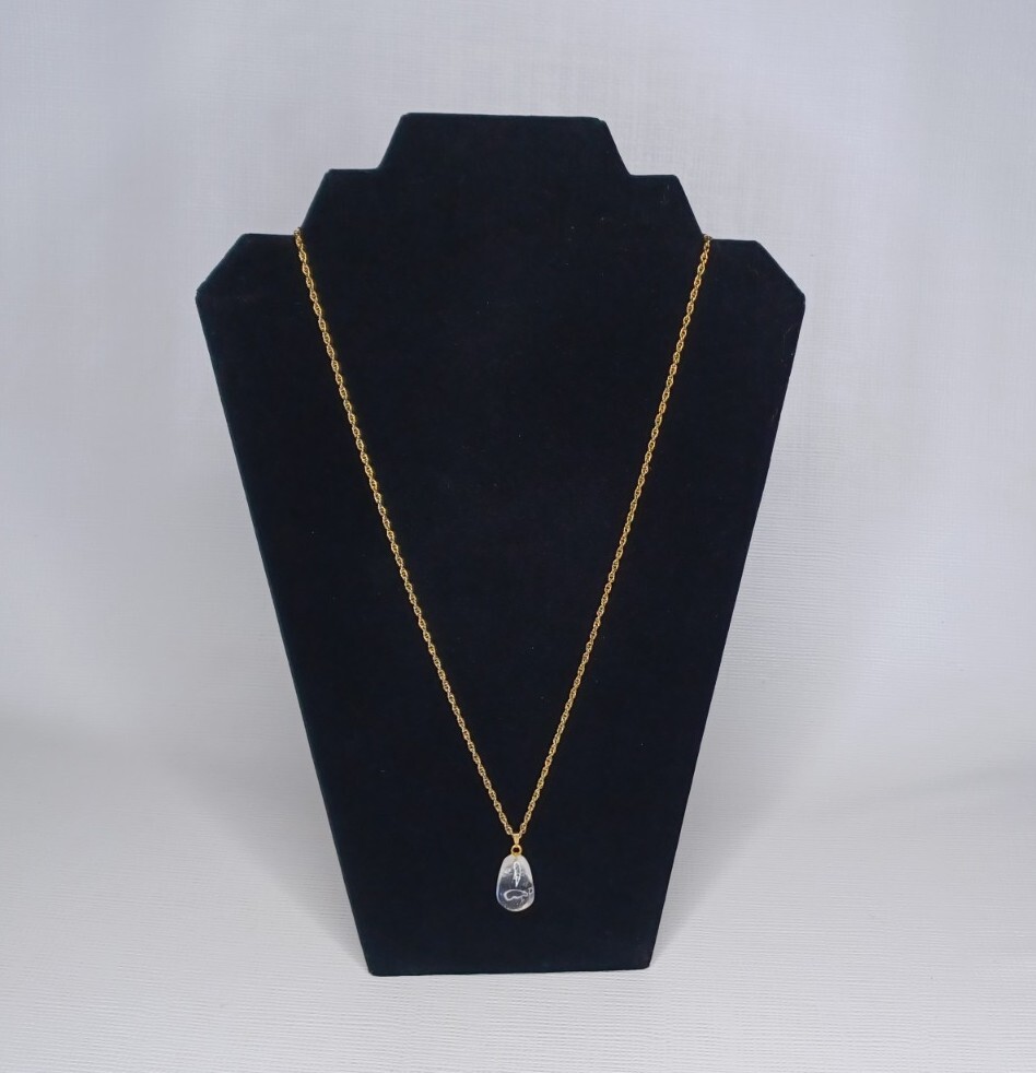 Gemstone Gold Tone Pendant Necklace 4 Interchangeable Gemstones