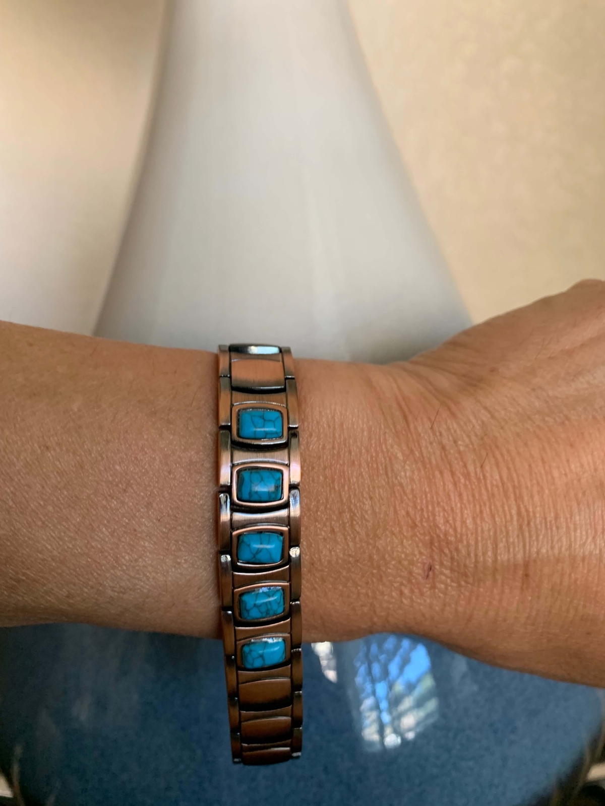 Turquoise Pure Copper Magnetic Bracelet Arthritis Pain Relief Energy