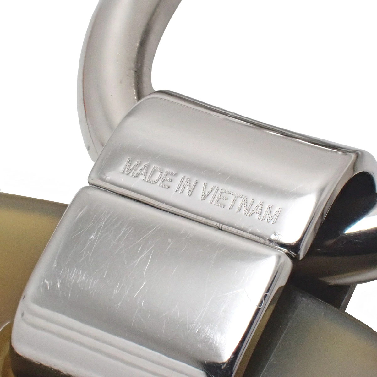 Hermes Buffalo Horn Chain Necklace Metal Accessory Jewelry Pendant Brown Tea Kha