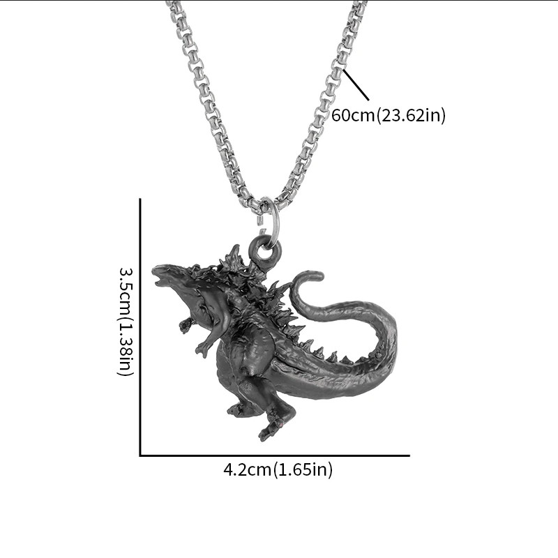 Godzilla Monster Jewelry Black Steel Sexy Dinosaur Movie Pendant Necklace