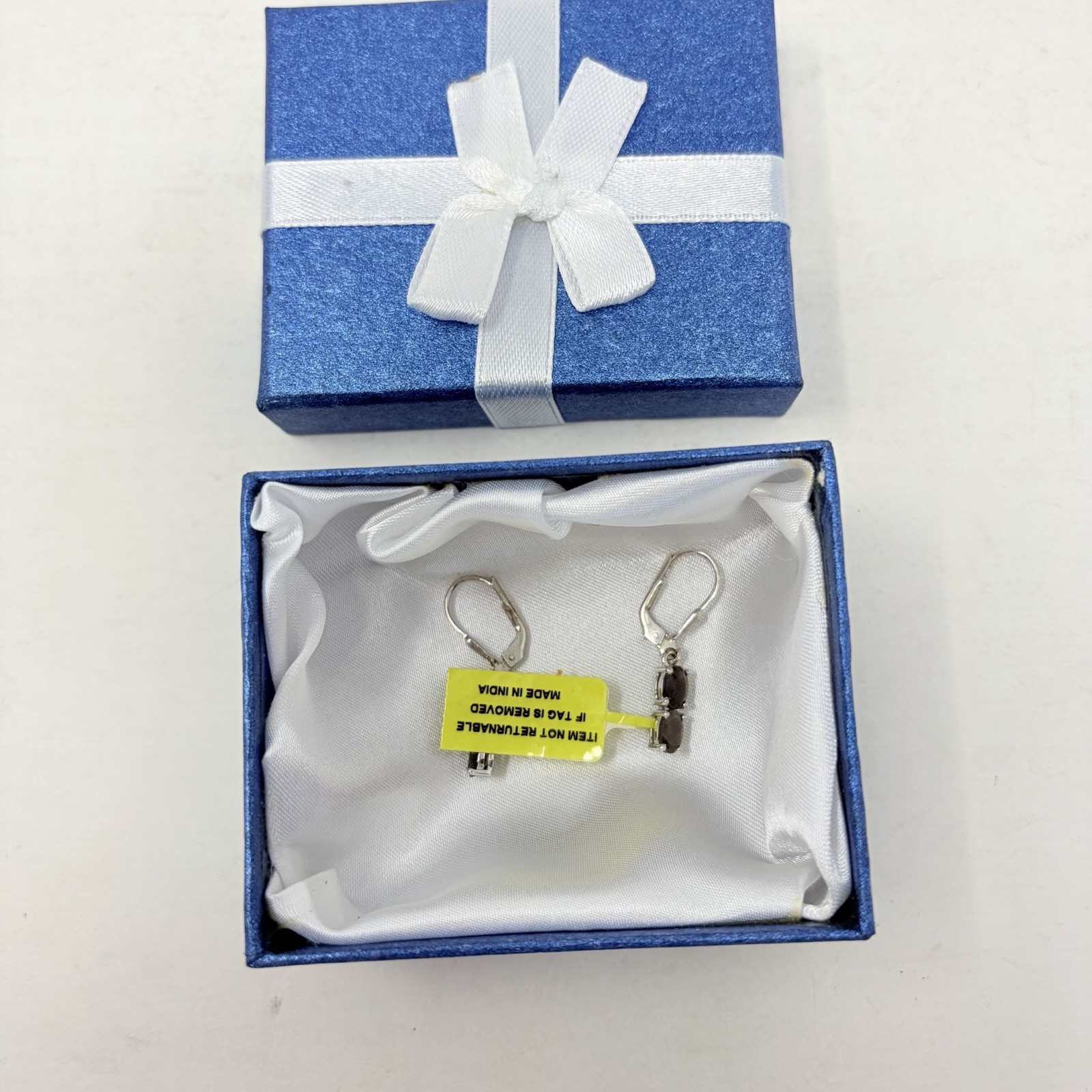 Shop LC Natural Silver Sapphire Sterling Silver Lever Back Dangle Earrings 5495