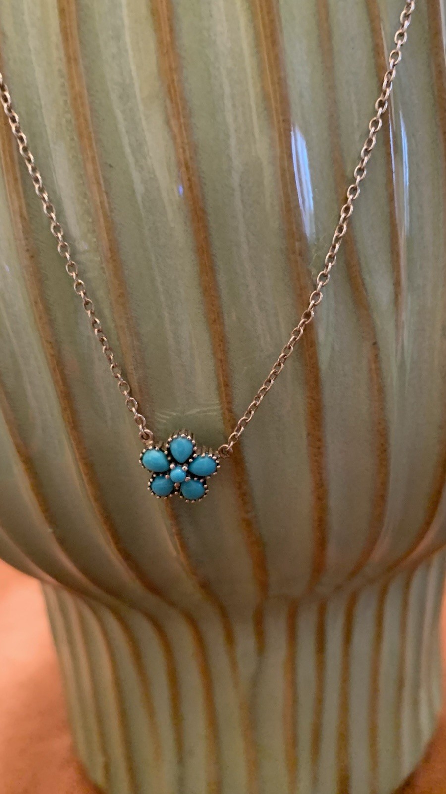 Samuel B Turquoise Sleeping Beauty Flower Necklace Bracelet Set 925 Excellent
