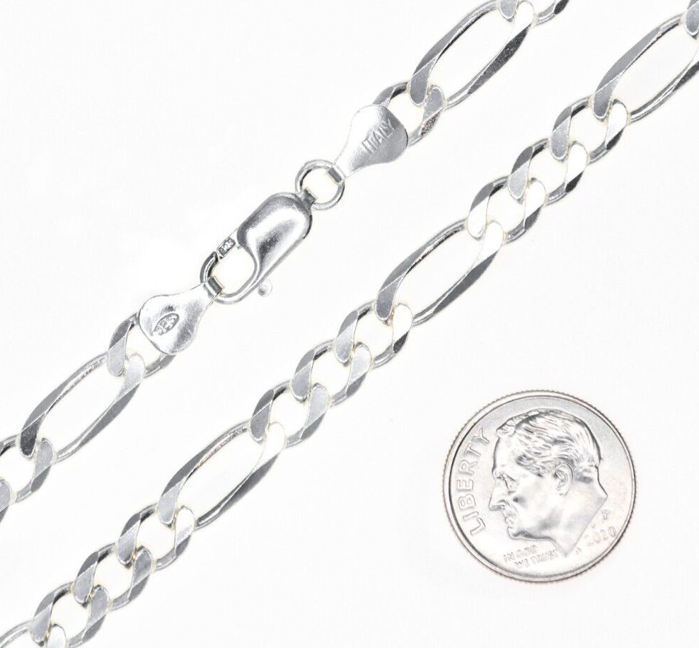 925 Italy SOLID Sterling Silver FIGARO Link Chain Bracelet 7″ 8″ 9″ 10″ .925