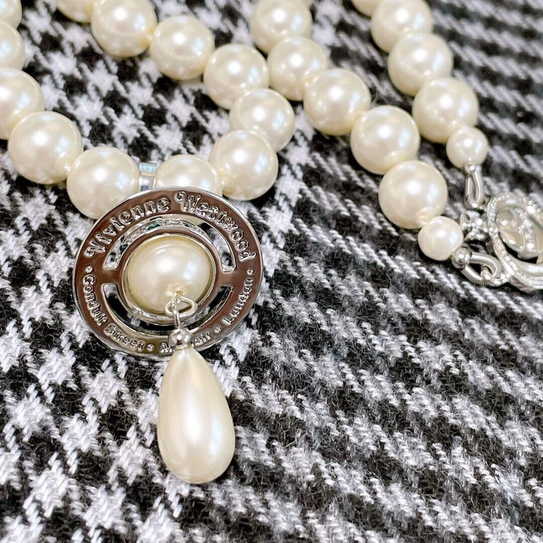 Vivienne Westwood Orb Necklace Choker White 1 Row Drop Pearl Outlet authentic