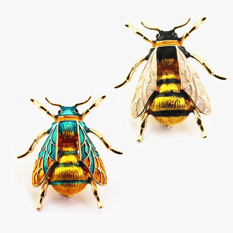 Enamel Bumblebee Brooches Women Yellow Bee Insect Brooch Broche Banquet Pins