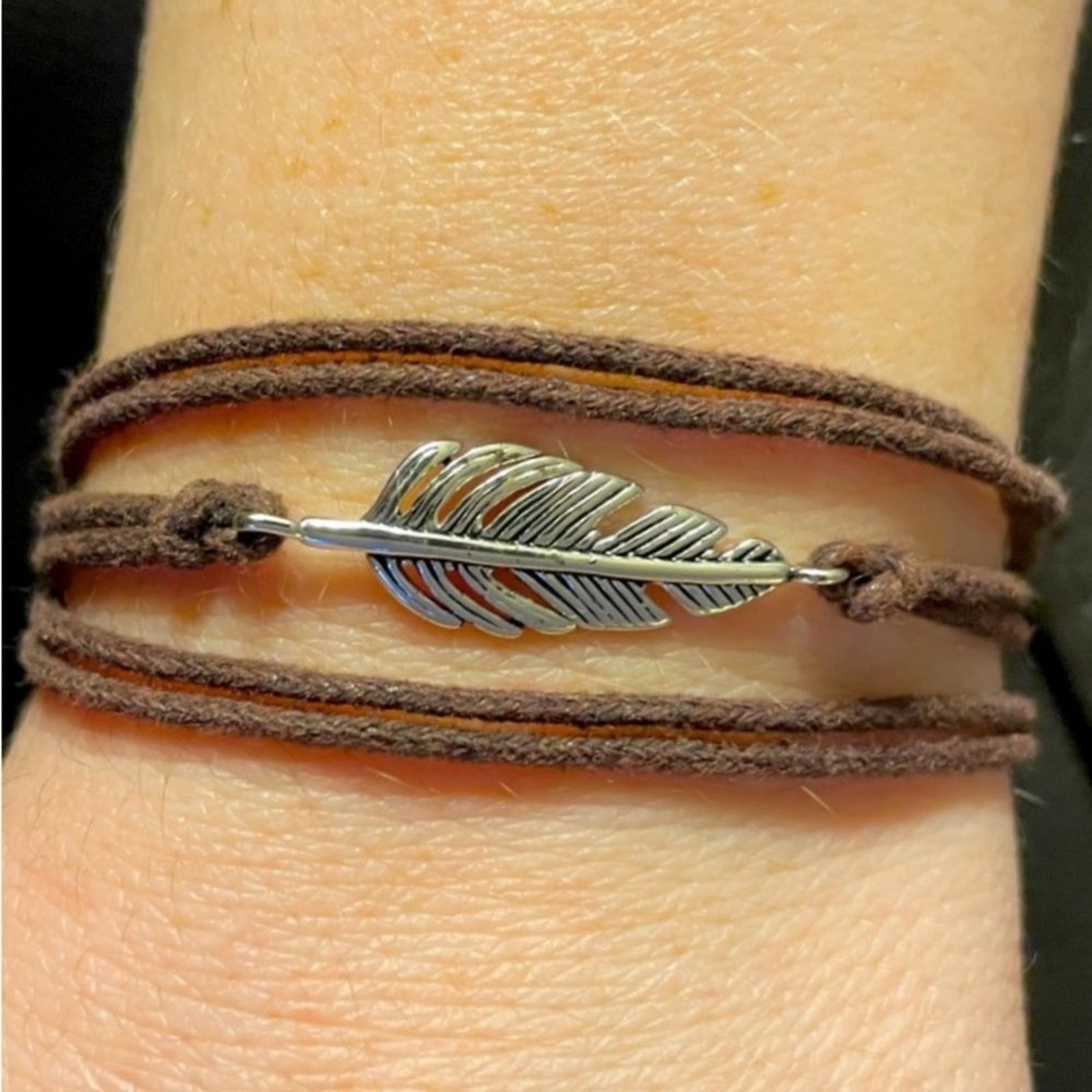 Set of Feather Wrap bracelet and matching earrings gift for bird lover